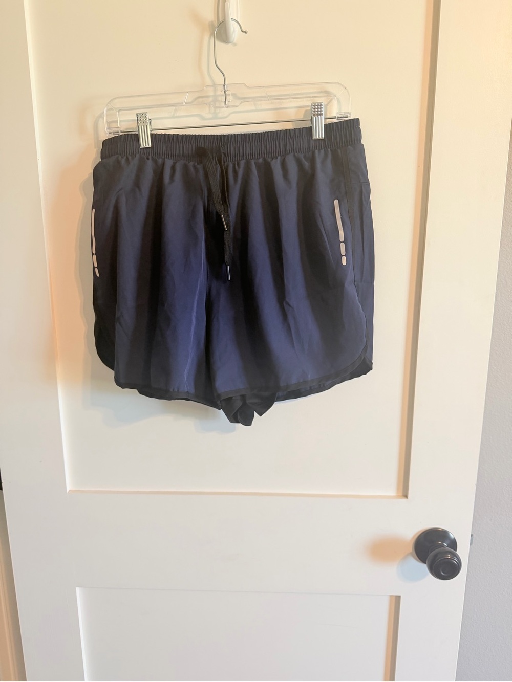 Women's Navy Athletic Shorts with Reflective Accents